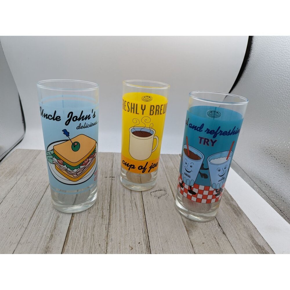 Set 3 Ocean Drinking Glass Tumblers 16 oz Glassware 6 3/4" Home Essentials